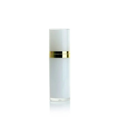 Flacon Airless Acrylique Blanc Luxe – Pompe Dorée - Fatipack Group Emballage Maroc