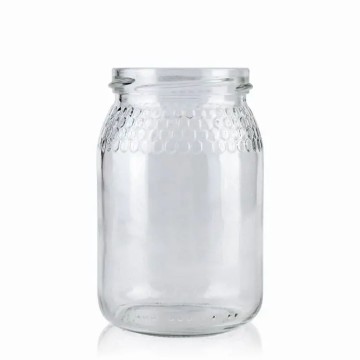 Pot de miel en verre transparent en nid d'abeille avec couvercle en métal doré - Fatipack Group Emballage Maroc Pot de miel en verre transparent en nid d'abeille avec couvercle en métal doré - Fatipack Group Emballage Maroc