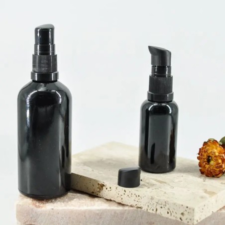 Flacon Cosmétique Noir avec Pompe Doseuse – Emballage Premium description - Fatipack Group Emballage Maroc