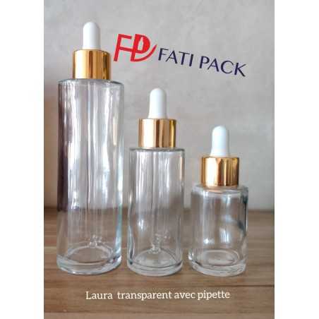 Flacon Laura avec Pipette - Emballage Cosmétique en Verre au Maroc - Fati Pack Packaging Maroc