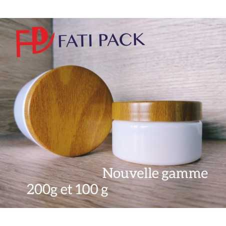 Pot en Plastique Blanc avec Couvercle en Bambou en Gros - Fati Pack Packaging Maroc