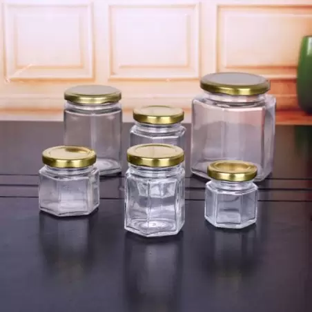 Bocaux Hexagonaux en Verre de Qualité Alimentaire Premium Mini Pots avec  Légumes pour Cadeaux, Faveurs de