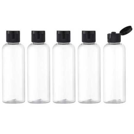 Bouteille plastique transparent avec bouchon noir - Fati Pack Emballage Maroc