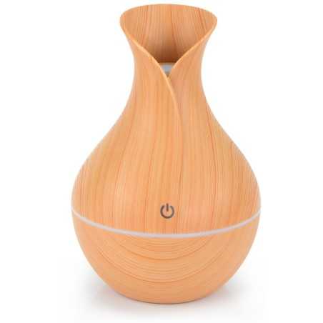 USB humidificateur grain de bois diffuseur d'arôme huile essentielle LED