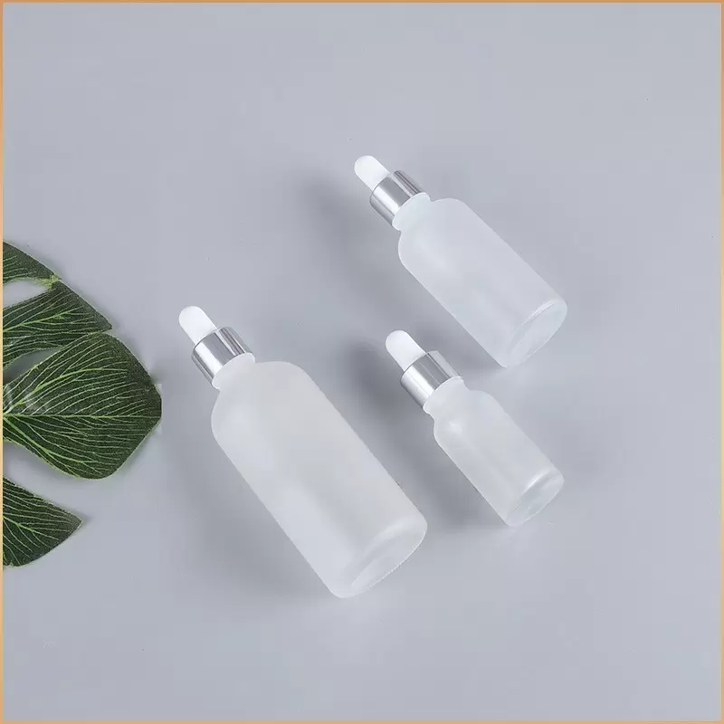 Flacon pipette compte-gouttes en verre givré - Emballage cosmétique Agadir