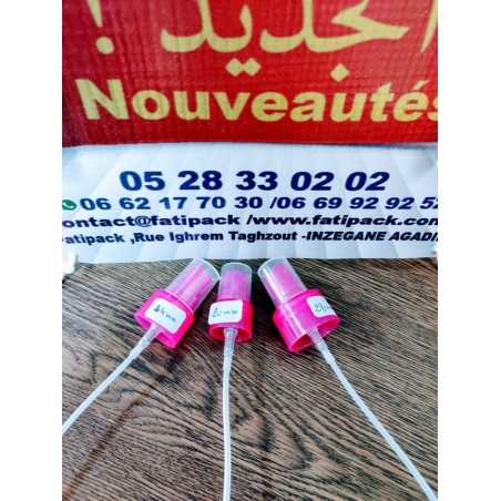 Bouchon pulvérisateur en plastique rose emballages cosmétiques Maroc - Fati Pack Group