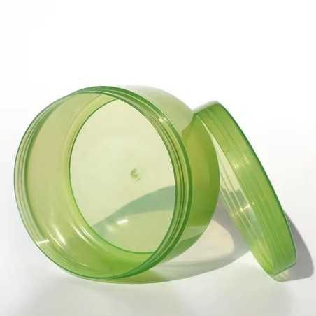 Pot cosmétique semi-transparent rond en plastique vert pour les crèmes et masques avec couvercle - Fati Pack Group