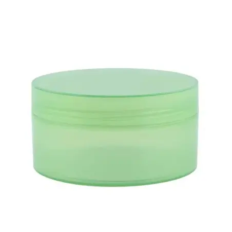 Pot cosmétique semi-transparent rond en plastique vert pour les crèmes et masques avec couvercle - Fati Pack Group