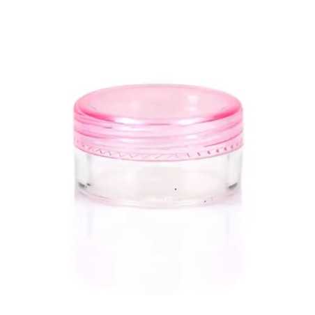 Mini Pot de crème en plastique d'échantillon cosmétique Transparent avec couvercle mauve - Fati Pack Emballage Maroc