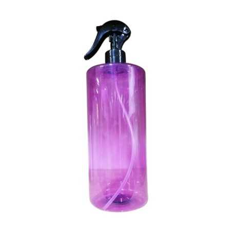 Bouteille en plastique PET mauve avec capuchon de pulvérisation à gâchette noir - Fati Pack Emballage Maroc