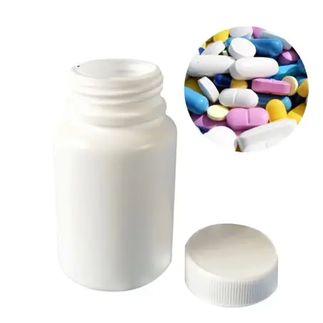 Bouteille en plastique blanche ronde vide pour comprimés, emballage de médicaments en pilules - Fati Pack Emballage Maroc