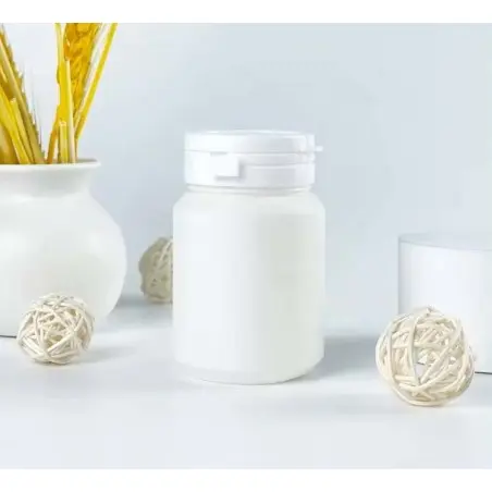 Bouteille de médicament blanche PE, conteneur de capsule et produit de santé, bouteille solide avec capuchon en plastique - Fati