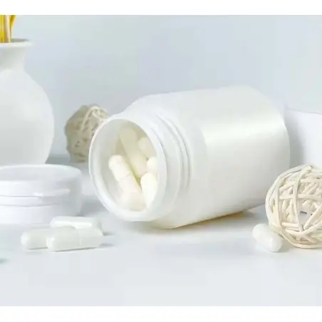 Bouteille de médicament blanche PE, conteneur de capsule et produit de santé, bouteille solide avec capuchon en plastique - Fati
