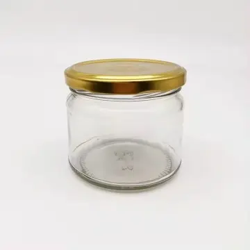 Bocal en verre de 300 ml alimentaire cylindrique avec couvercles doré pour l'emballage de confiture et miel - Fati Pack Casa