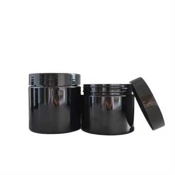 Pots en plastique noir avec couvercle noir brillant pour emballage cosmétique - Fati Pack Group Casablanca