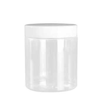 Pot cylindrique transparente en plastique PET avec couvercle blanc, 500ml pour emballage cosmétiques - Fati Pack Emballage