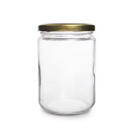 Bocaux en verre de forme ronde, pot Mason de stockage des aliments avec capuchon en métal - Fati pack packaging Maroc