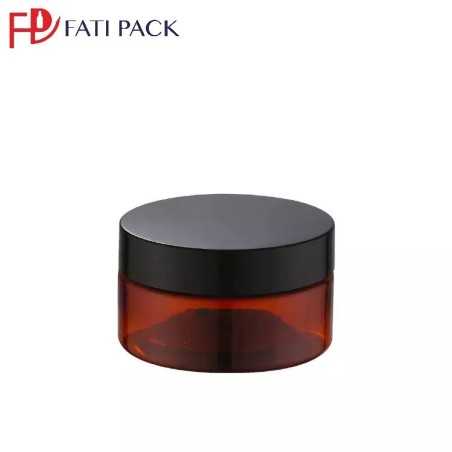 Pot en plastique marron avec couvercle noir - Fati Pack Emballage Maroc