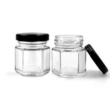 Mini pot hexagonal en verre transparent pour l'emballage alimentaire - Fati Pack Emballage Maroc