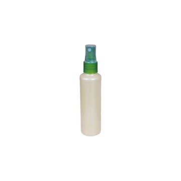 Flacon en plastique beige avec bouchon spray vert - Fati pack packaging Maroc