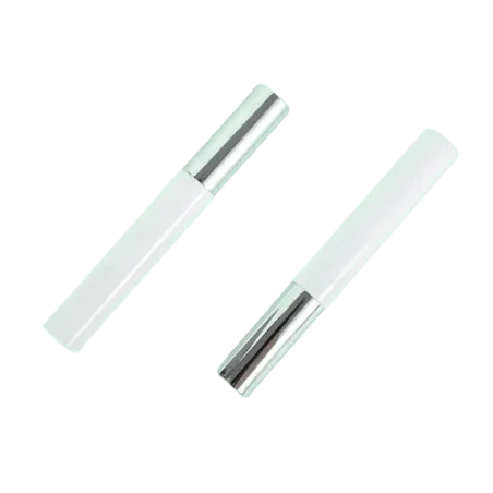 Tube de Gloss Vide en Plastique Blanc avec Capuchon Argenté et Applicateur - fati pack group