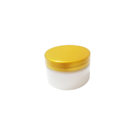 Pots en plastique blanc avec couvercle en plastique or brillant pour emballage cosmétique - Fati Pack Group