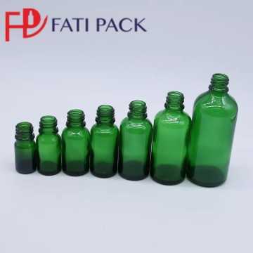 Flacon compte-gouttes d'huile verre vert avec cercle doré et pipette blanc 10ml 15ml 30ml 50ml 100ml - Fati Pack Emballage