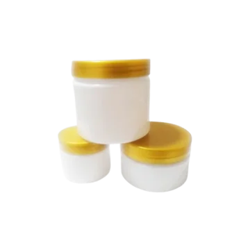 Pots en plastique blanc avec couvercle en plastique or brillant pour emballage cosmétique - Fati Pack Group