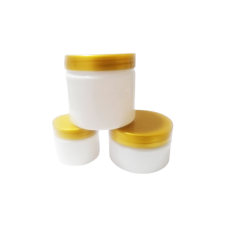 Pots en plastique blanc avec couvercle en plastique or brillant pour emballage cosmétique - Fati Pack Group