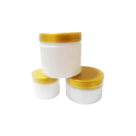Pots en plastique blanc avec couvercle en plastique or brillant pour emballage cosmétique - Fati Pack Group
