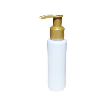 Bouteille blanche en plastique avec bouchon pompe doré pour produits cosmétiques - Fati pack packaging Maroc