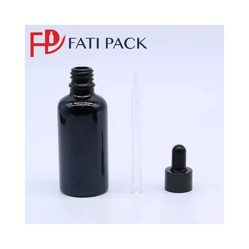 Flacon compte gouttes d'huile essentielle en verre noir avec pipette noir,  emballage cosmétique - Fati Pack Packaging Maroc