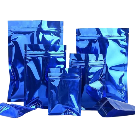 Sachet hermétiques alimentaire en mylar bleu avec fermeture zip - Fati Pack Group