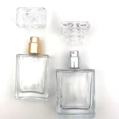 Flacon de parfum en verre carré rechargeable 50ml, avec bouchon en acrylique ps, bouteille pour parfum - Fati pack packaging Mar