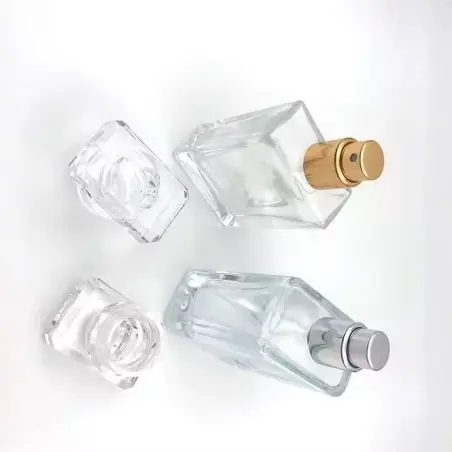 Flacon de parfum en verre carré rechargeable 50ml, avec bouchon en acrylique ps, bouteille pour parfum - Fati pack packaging Mar