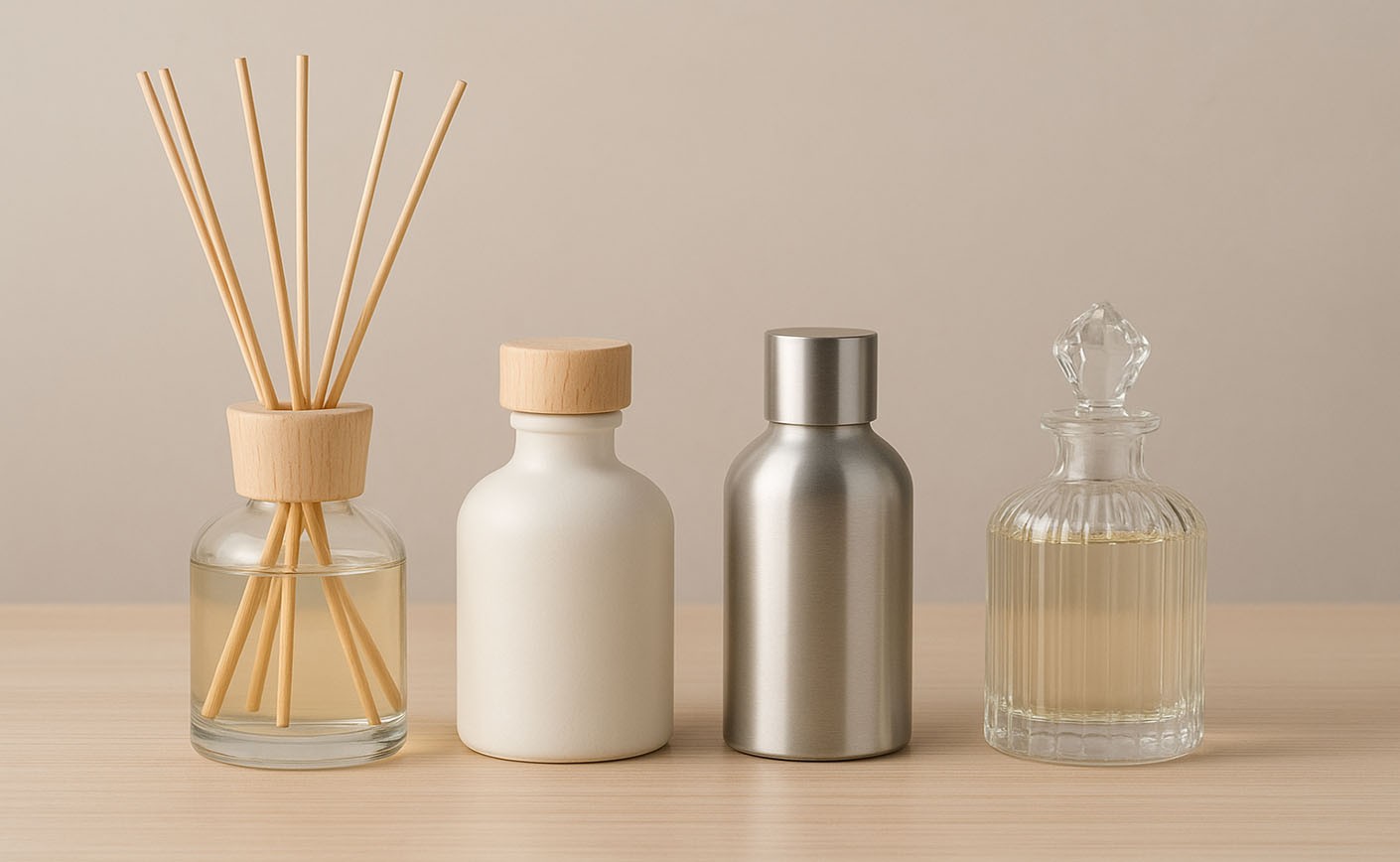 Diffuseurs de parfum : types de flacons et bouchons